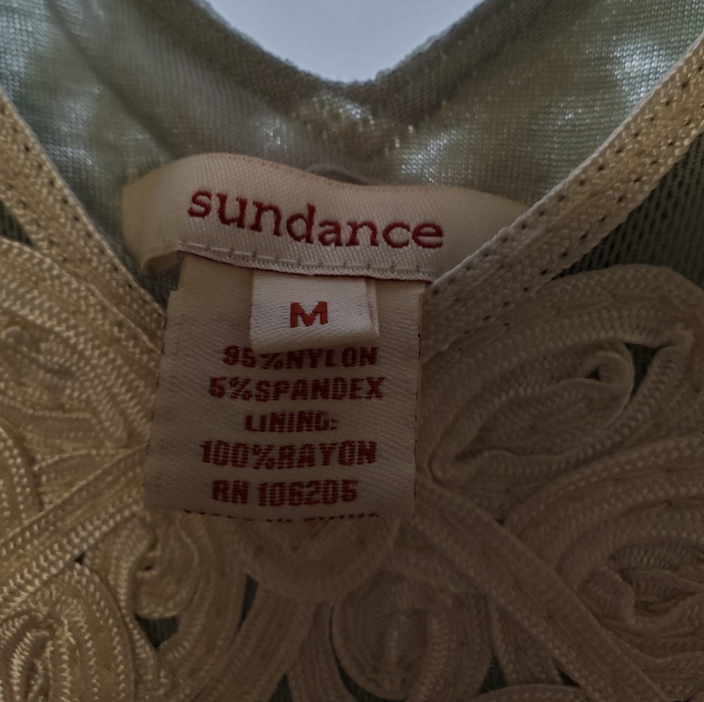 Sundance Vintage Embroidered Melon Green Dress, Size Medium - Picture 3 of 7